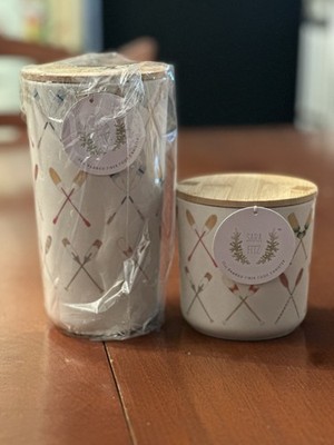 NEW Sara Fitz PADDLES OARS Food Canister Bamboo Lid 46oz Nautical Kitchen LOT