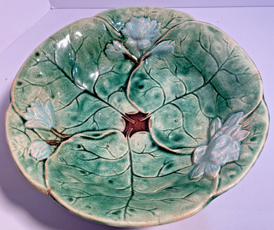 Rare Early Thomas Forester Majolica Lily Pond Compote 9.5'' Victorian England