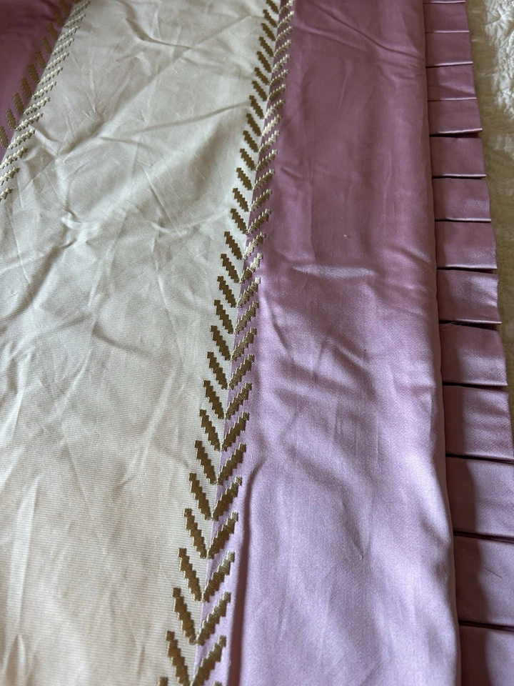 DREAMY Custom Drapery Panel 138”L Embroidery Pleated Side Ruffle Double Lined Foto 3 de 4