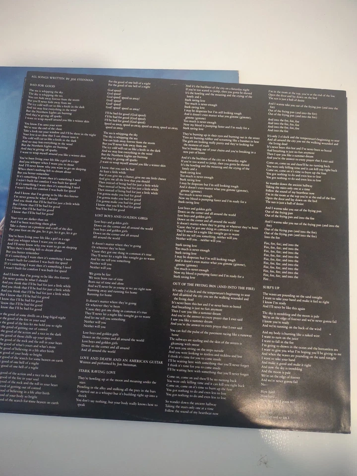 1981 Jim Steinman - Bad For Good, Vinyl LP Epic Records FE 36531. - Image 4 of 4