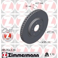 2X Zimmermann 285.3543.20 Bremsscheibe FüR Hyundai Tucson NX4E NX4A