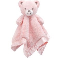 Baby Bear Security Blanket Soft Minky Lovey Animal Plush Unisex 13.5 Inch Pink