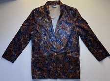 Vtg 90s Streetwear Womens 14 Tapestry Flower Floral One Button Blazer Jacket USA
