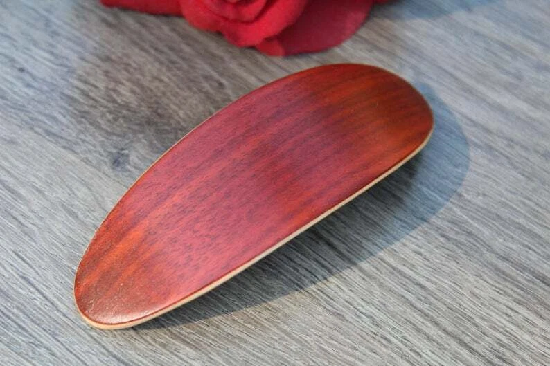 Pinza de pelo pasador francés madera roja mujer boda hecha a mano en EE. UU. Foto 3 de 4