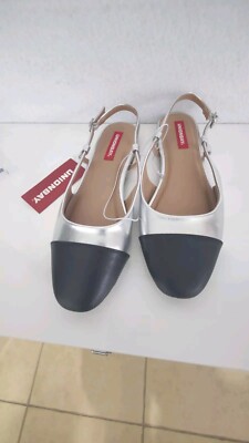 Unionbay Women's Cassidy Slingback Ballet Flat SIZE 6.5 Color Silver/Black