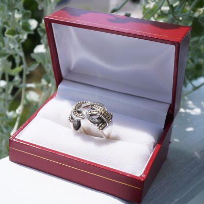 Lagos Caviar Sterling & 18k Yellow Gold Newport Diamond Ring