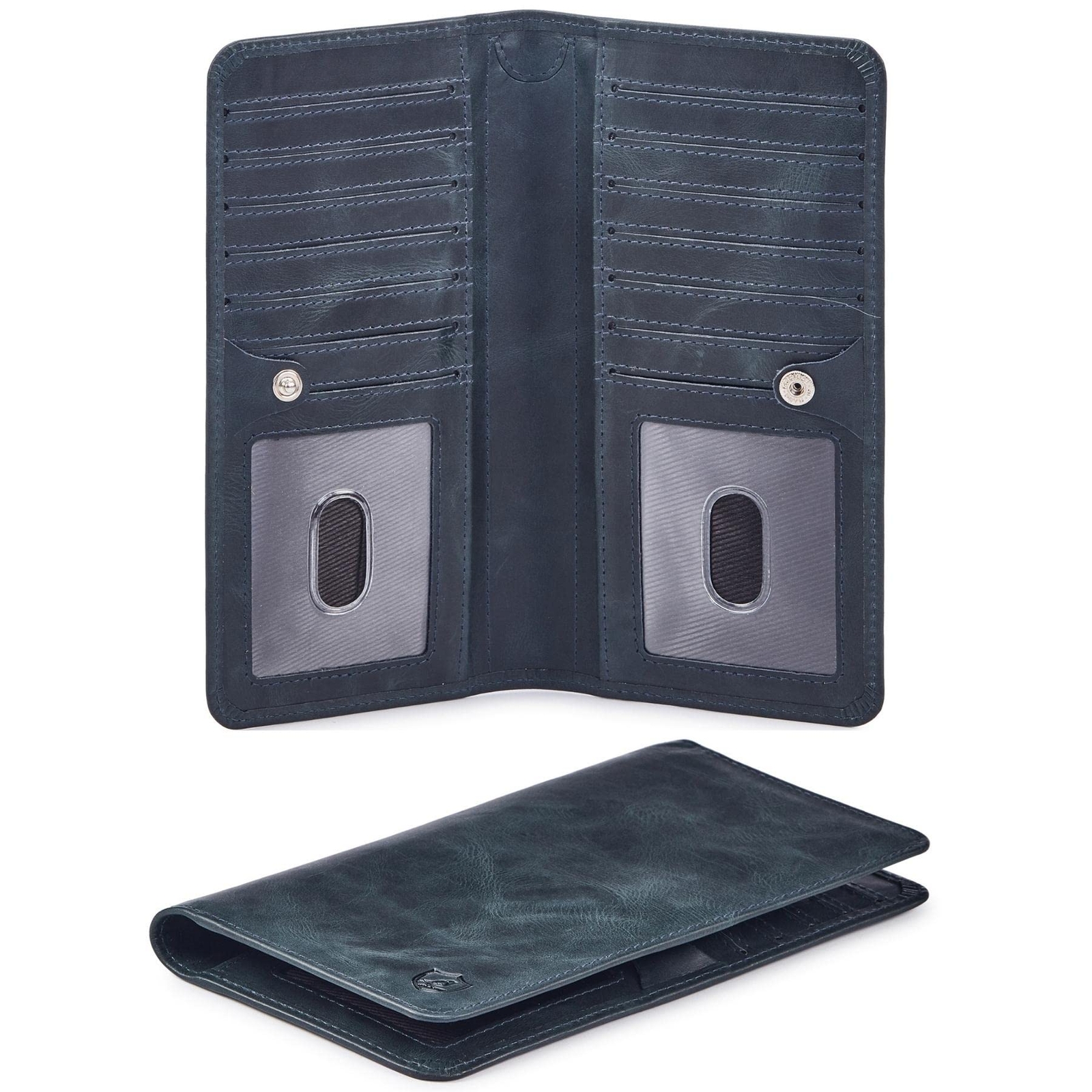 Men Women Real Leather Slim Bifold RFID Blocking Wallet Stylish Card Holder-image