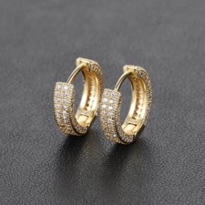 18K Gold Plated Huggie Hoop Earrings for Men Women,Punk Hip Hop Earrings