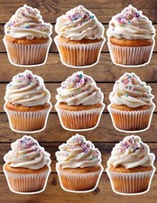 Vanilla Cupcake Die Cut Vinyl Stickers Set Scrapbooking Laptop Water Bottle