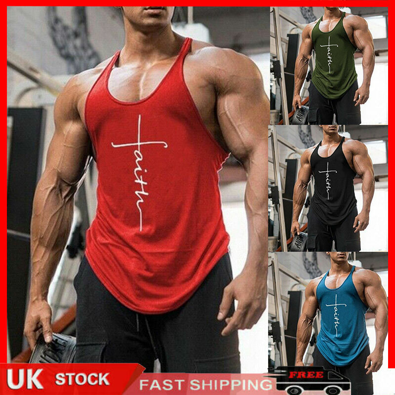 Men's Gym Vest Racerback Bodybuilding Muscle Stringer Plain Tank Top Fitness?