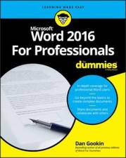 Word 2016 For Professionals For Dummies - Paperback By Gookin, Dan - GOOD