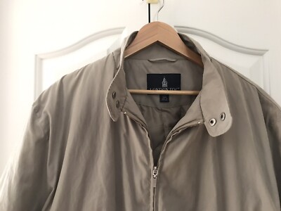 LONDON FOG Men's Taupe Quilted Full Zip Neck Snap Long