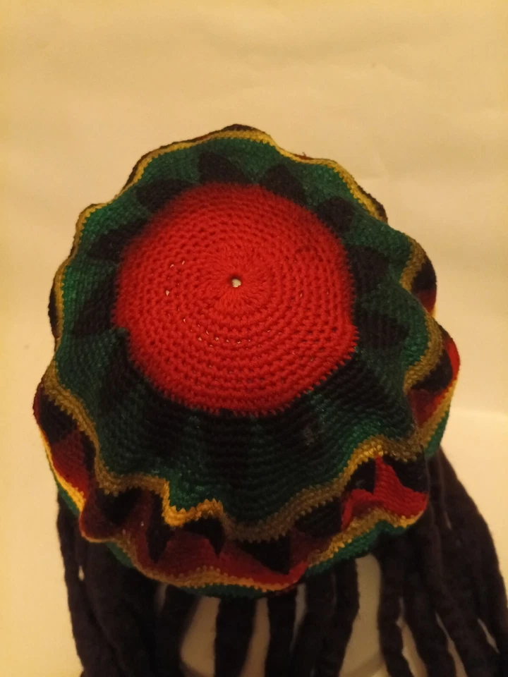 Rasta 男式针织 Beani 帽子/帽子带人造防摔帽。 Reggae/ Bob Marley 风格 — 第 4/4 张图片