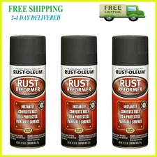 Automotive Flat Black Finish Rust Converter Rust Reformer Spray Coat 10 oz, 3 PK