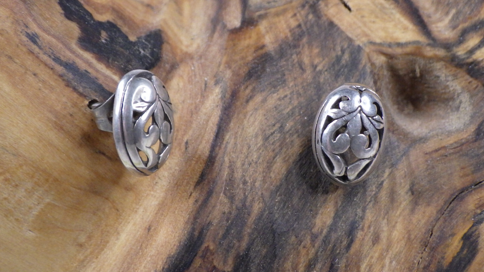 Vintage Sterling Silver 925 Earrings Set Floral Heart Filigree Studs