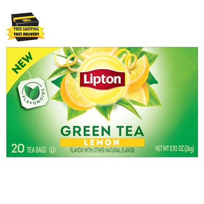 Lemon Green Tea Bags, Flavored, Unsweetened Teabags for Hot Tea or Iced Tea with