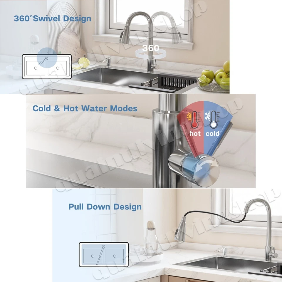 Kitchen Sink Stainless Steel Drop In Sinks Top Undermount 28" 29.5" Single Bowl - Image 4 of 4
