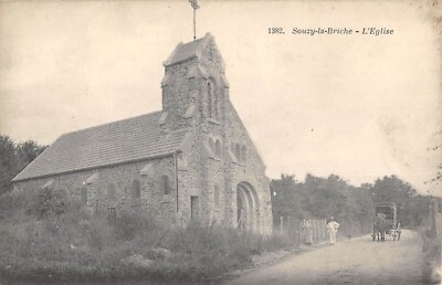 Old postcard 91 SOUZY LA BRICHE / L'EGLISE / rare photo