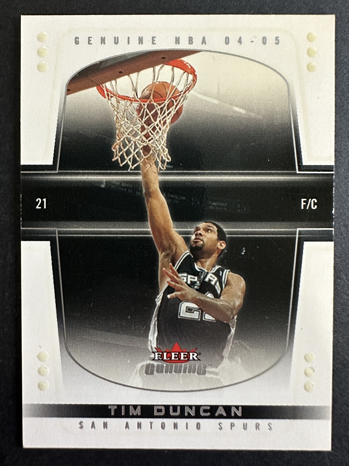Tim Duncan 2004 Fleer Genuine Basketball Card San Antonio Spurs #79