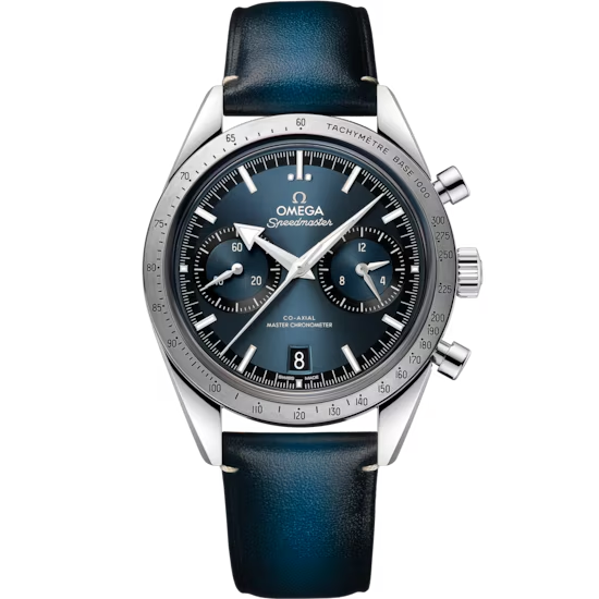 Omega Speedmaster '57 Deep Blue Steel 40.5mm Leather Strap