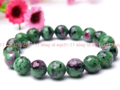 Red Gems in Zoisite Bracelet 6/8/10/12mm Faceted Round Gems Beads Elastic 7.5''