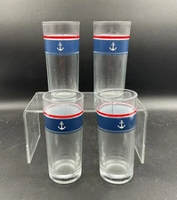 Chic & Tonic Let's Sail Away 4 Anchor Highball Glasses Nautical Collection