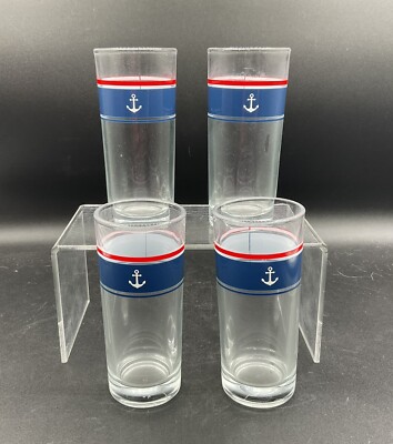 Chic & Tonic Let's Sail Away 4 Anchor Highball Glasses Nautical Collection