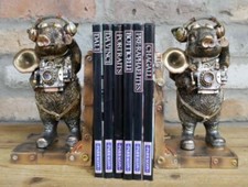 Steampunk Pig Book Ends Ornament Unique Industrial Sculpture Book Shelf