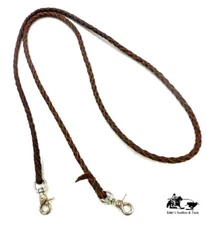 Braided Leather Roping Reins 4 Plait Dark Oil Mexico Made New Free Ship