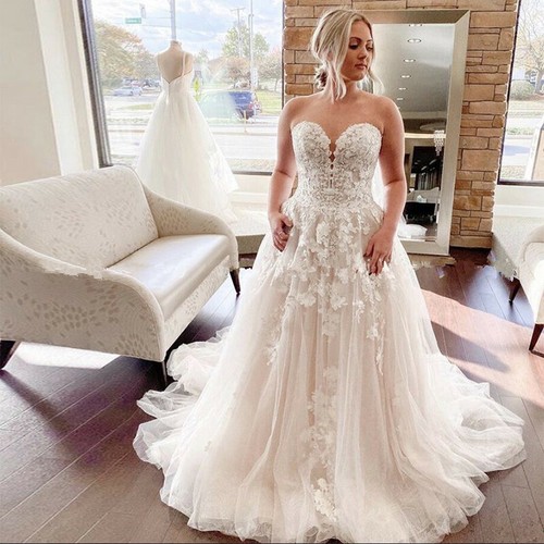 Tulle Bridal Dress Appliques Custom 