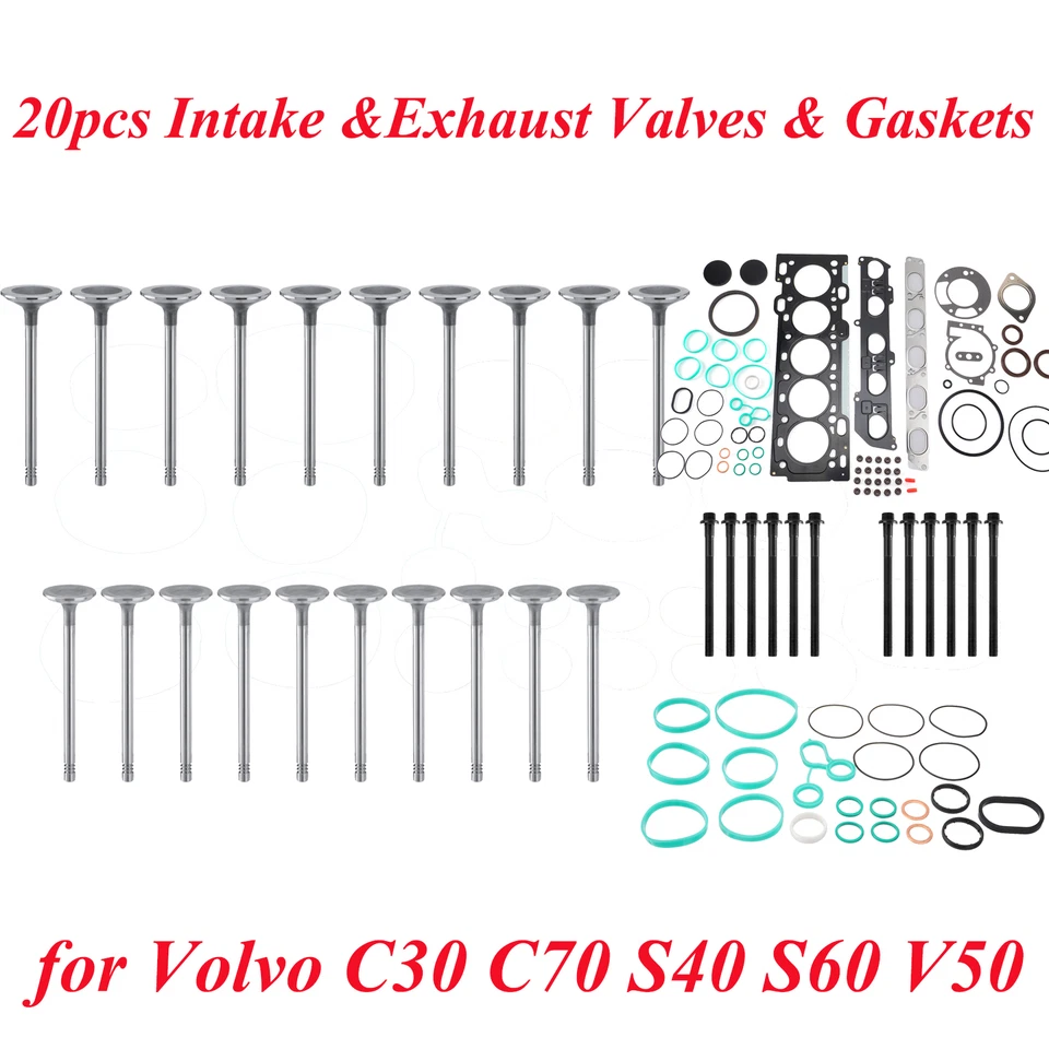 Válvulas de escape de admisión y junta de culata y perno para Volvo C30 S60 S70 V40 XC60 Foto 2 de 4