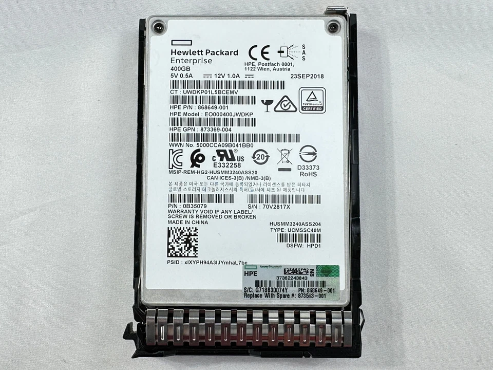 HPE 400GB 12Gb/s SAS SFF SC DS Solid State Drive G8 G9 G10 SSD Gen10 WI 99.8% - Image 3 of 4