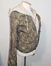 Maurices Ms Sz Large 2 In 1 Green Camo Knit Trim Hooded Zip & Snap Front Jacket