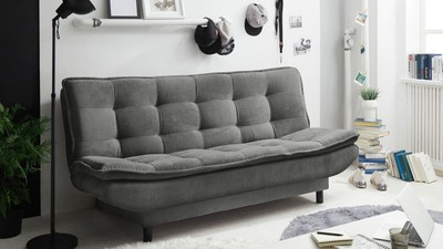 Schlafsofa Funktionssofa Sofa Schlafcouch Patch 2 Stoff stone mit Bettkasten