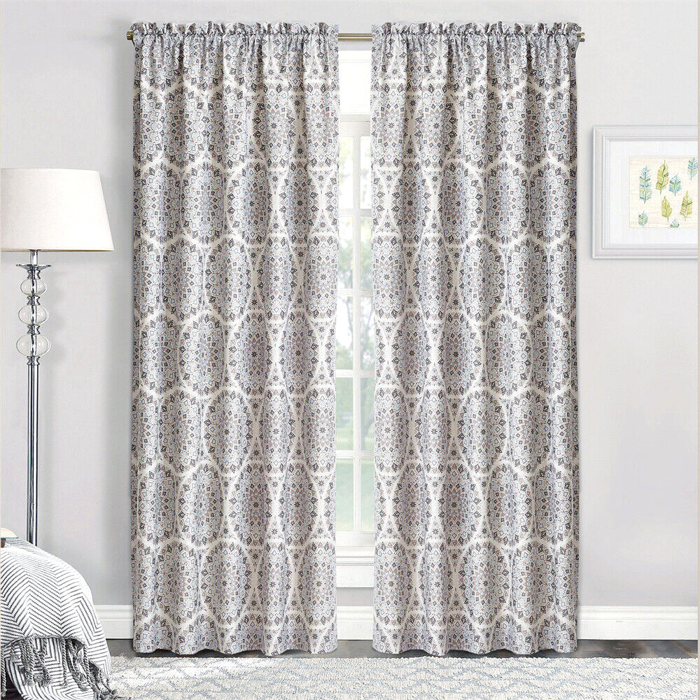 Tribal Medallion Medallion Print Room Darkening Rod Pocket Curtain Panel Pair