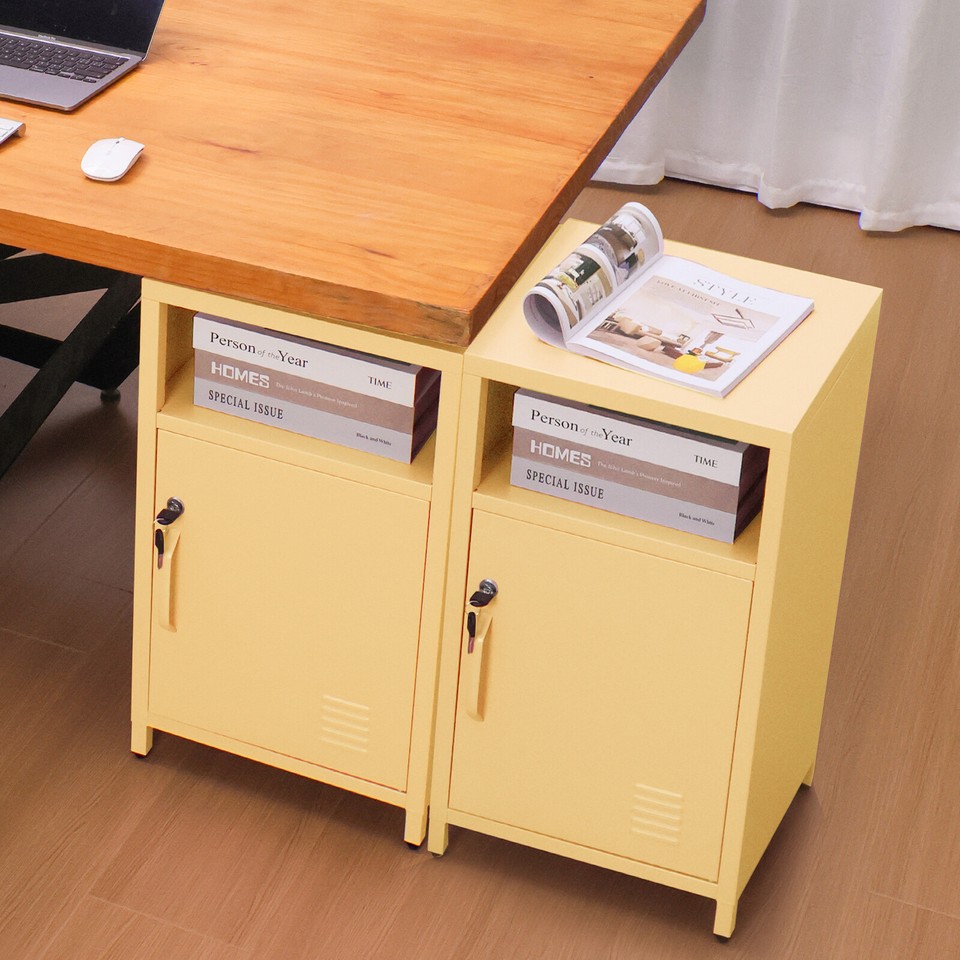 Night Table Lockable End Table Coffee Table Metal Locker Bedside ...