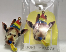 LOT OF 2 LIGHT UP BADGE BIRTHDAY GIRAFFE NEW BY TALKING TABLES