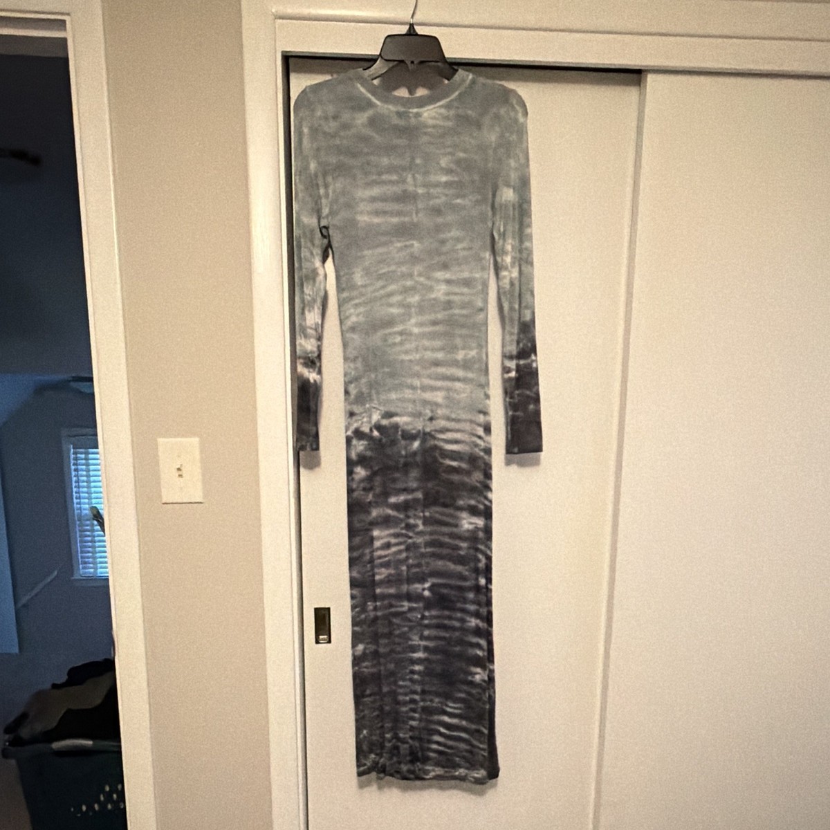 long sleeve tie dye bodycon dress Long Sleeve Tie Dyed Bodycon Maxi Dress