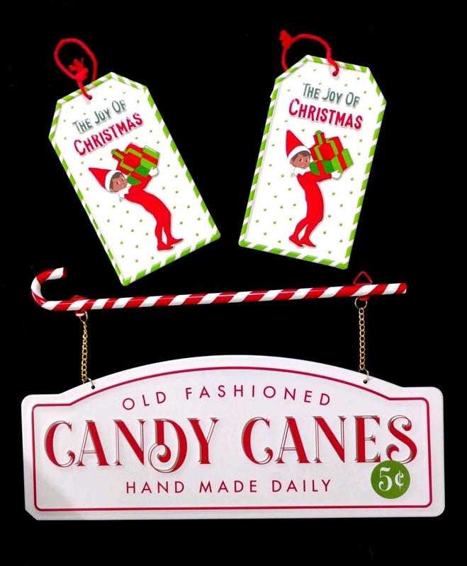 Metal Signs Nostalgic Candy Store Sign + The Joy Of Christmas Elfs On The Shelf