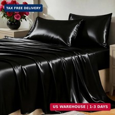 CozyLux Satin Sheets Queen Size Bed Set - Silky Soft Bedding Similar to Silk, 4