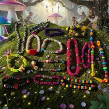 90s Vintage EDM Kandi Bracelets Rave Festival PLUR Beaded Lot As-Is Repair DIY