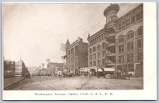 K42/ Ogden Utah Postcard c1910 Washington Avenue OSL Railroad Stores 78