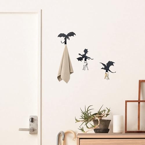Fantasy Dragon Wall Decor with Metal Decorative Hooks - Unique Dragon Themed 