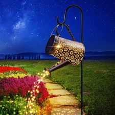 Outdoor Solar Watering Can with Lights Garden Decor Large Solar Powered Lante...