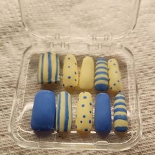 Blue/Yellow Matte Pre-Designed Press-On Nails...