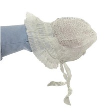 VTG Cottagecore Baby Bonnet Eyelet Lace Ruffle Infant White Coquette Victorian