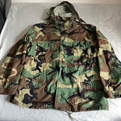 Alpha Industries Jacket Men's XL Green Camo M-65 Field Cold Weather Vintage USA