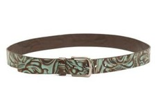 Patricia Nash Leather Tooled Pelosa Belt Turquoise Small, Med Or Large $59