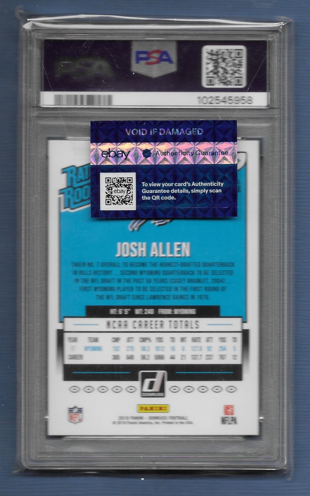 2018 Panini Donruss Josh Allen Rated Rookie #304 PSA 10 view 4