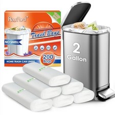 200 Counts 2 Gallon 1.8-2 Gal Small Trash Bags Garbage Bags by RayPard fit 1....